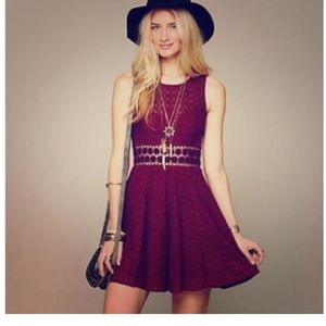 Free People Merlot Daisy Lace Fit & Flare Dress